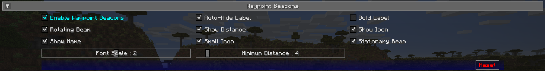 Waypoint beacon settings